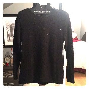 Black Jennifer Lopez sequined long sleeve top